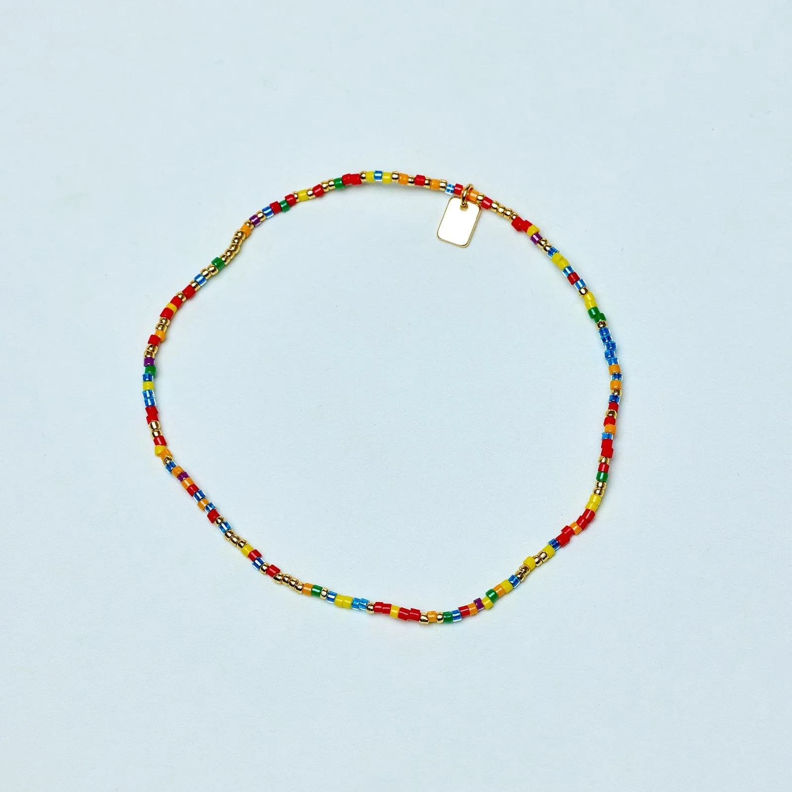 Rainbow Bead Stretch Anklet