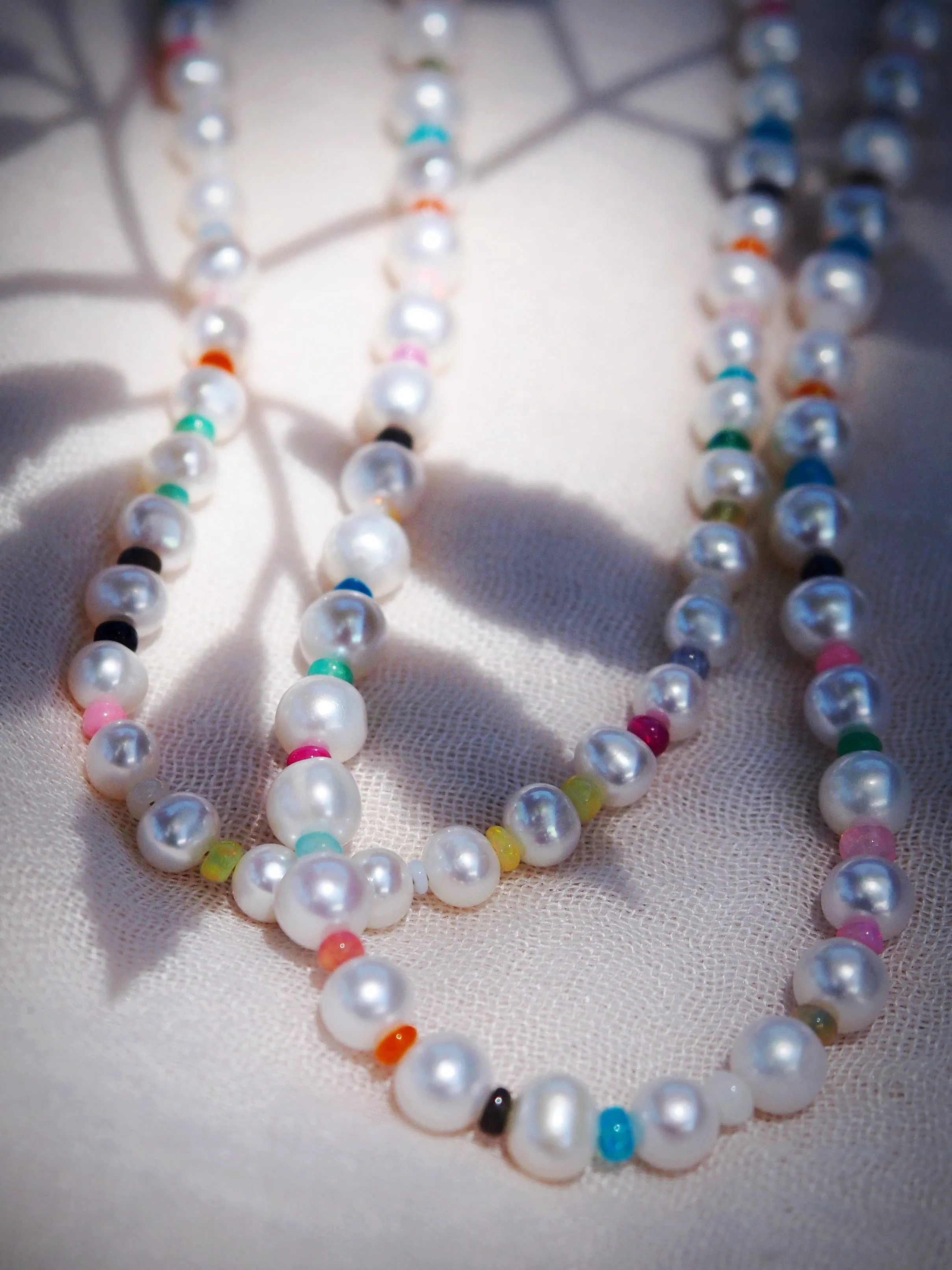 Rainbow Opal and Pearl Necklace - Makalani