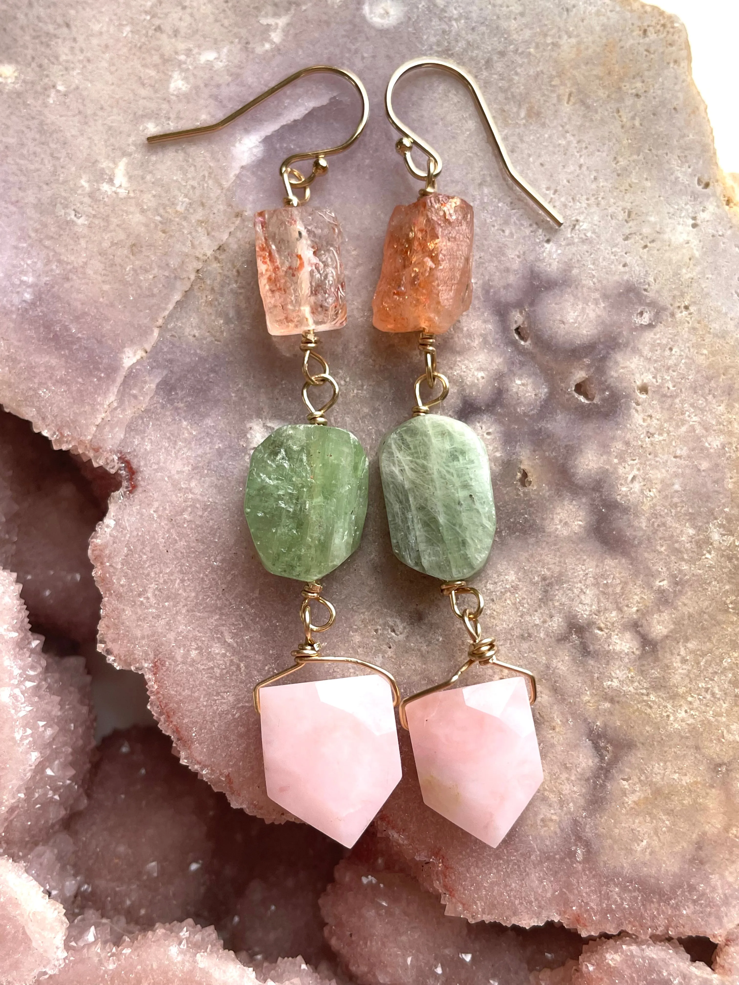 Raw Crystal Dangle Earrings