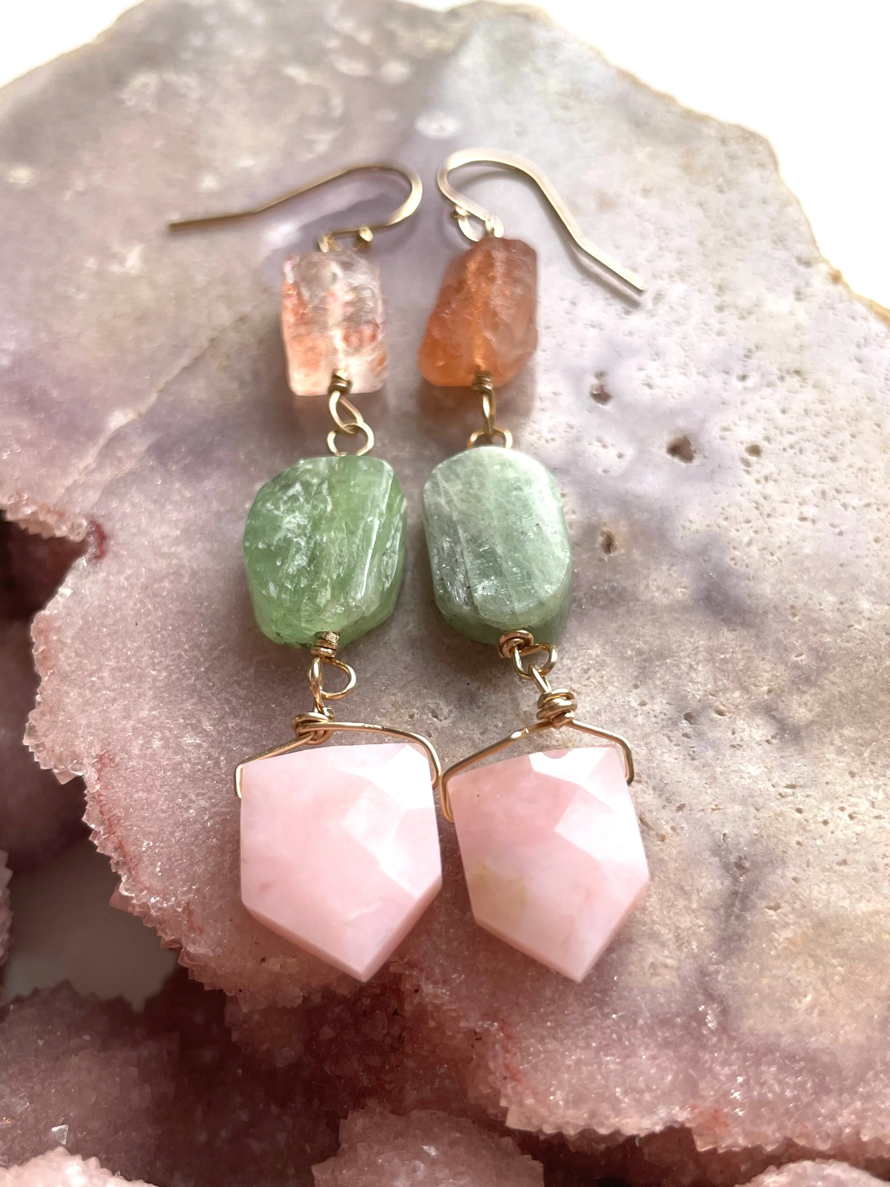 Raw Crystal Dangle Earrings