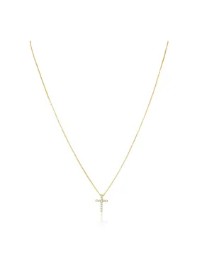 Raya CZ Cross Necklace, Gold