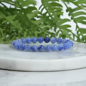 Real Blue Aventurine Beaded Elastic Bracelet – Healing Crystal Jewelry for Men & Women