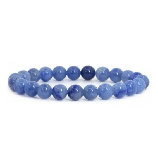 Real Blue Aventurine Beaded Elastic Bracelet – Healing Crystal Jewelry for Men & Women