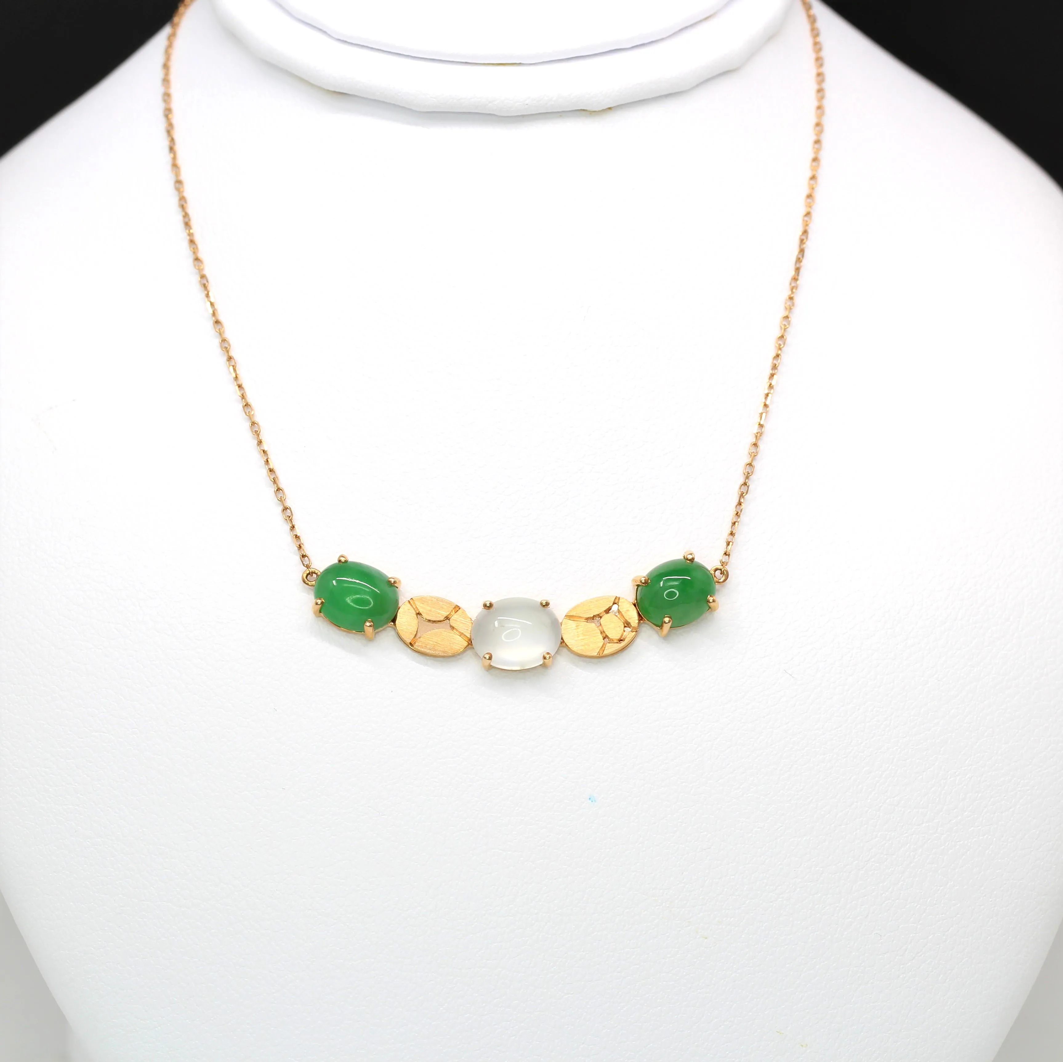 RealJade® 18k Rose Gold & Genuine Burmese Imperial Green & Ice Jadeite Necklace