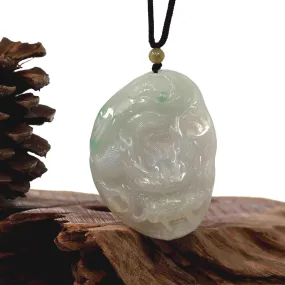 RealJade® Co. "Roaring Dragon" Natural Jadeite Jade Lavender Green Pendant Necklace For Men, Collectibles.