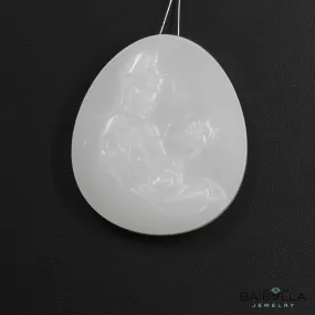 RealJade® "Guan Yin Goddess "Genuine HeTian White Nephrite "Mutton Fat "Jade Guanyin Pendant Necklace