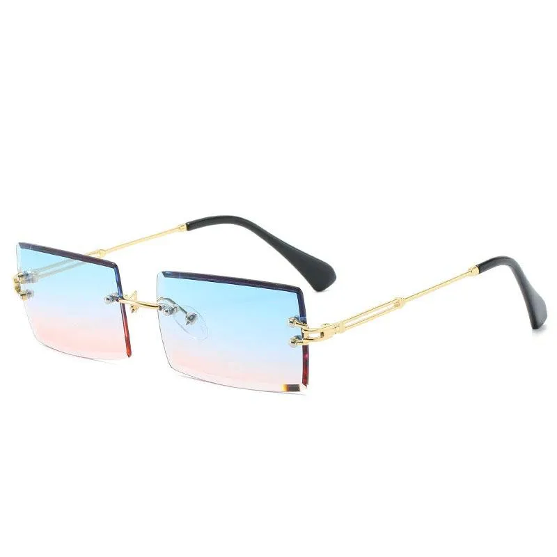 Retro Sunglasses For Women Rimless Gradient Frameless Sunglasses