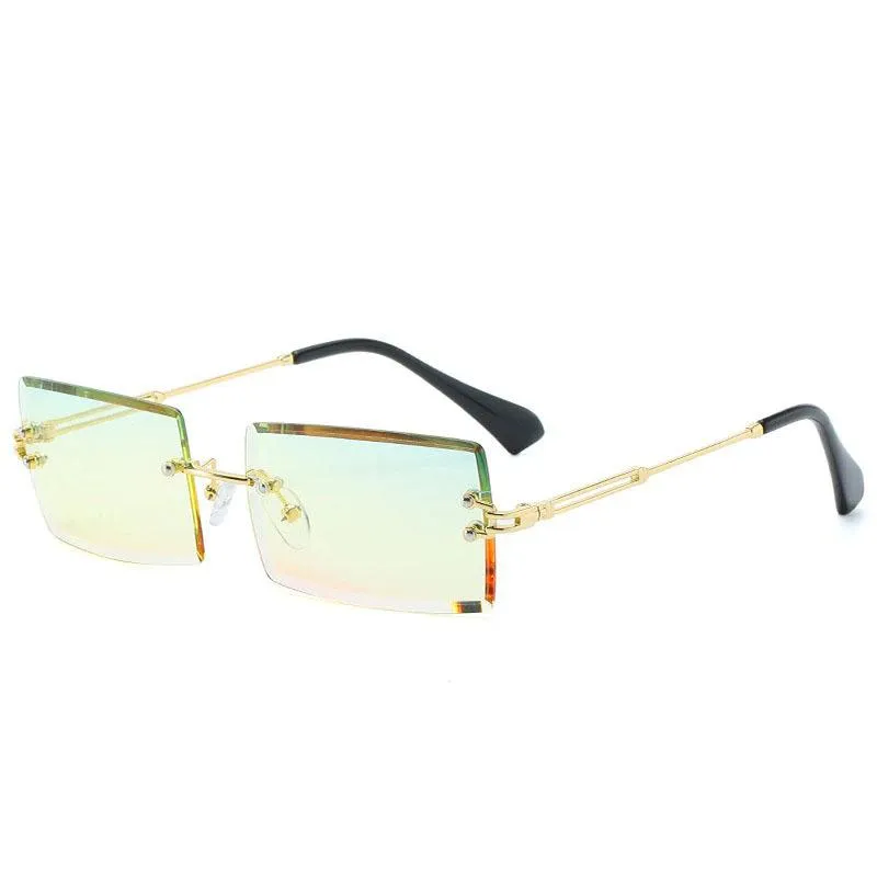 Retro Sunglasses For Women Rimless Gradient Frameless Sunglasses