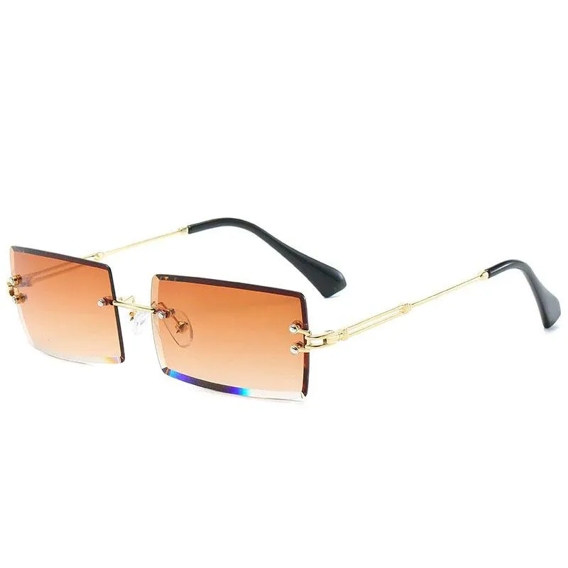 Retro Sunglasses For Women Rimless Gradient Frameless Sunglasses