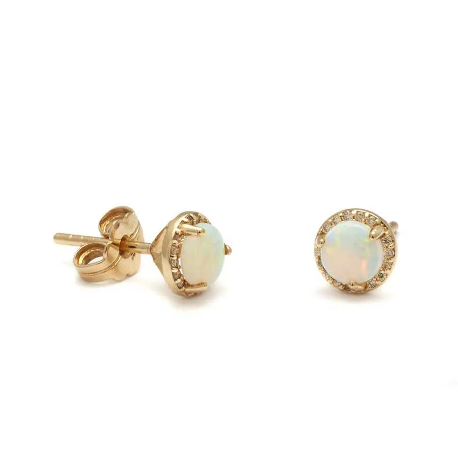 Rosette Stud Earring (Medium) - 14k Gold, Opal & Champagne Diamonds