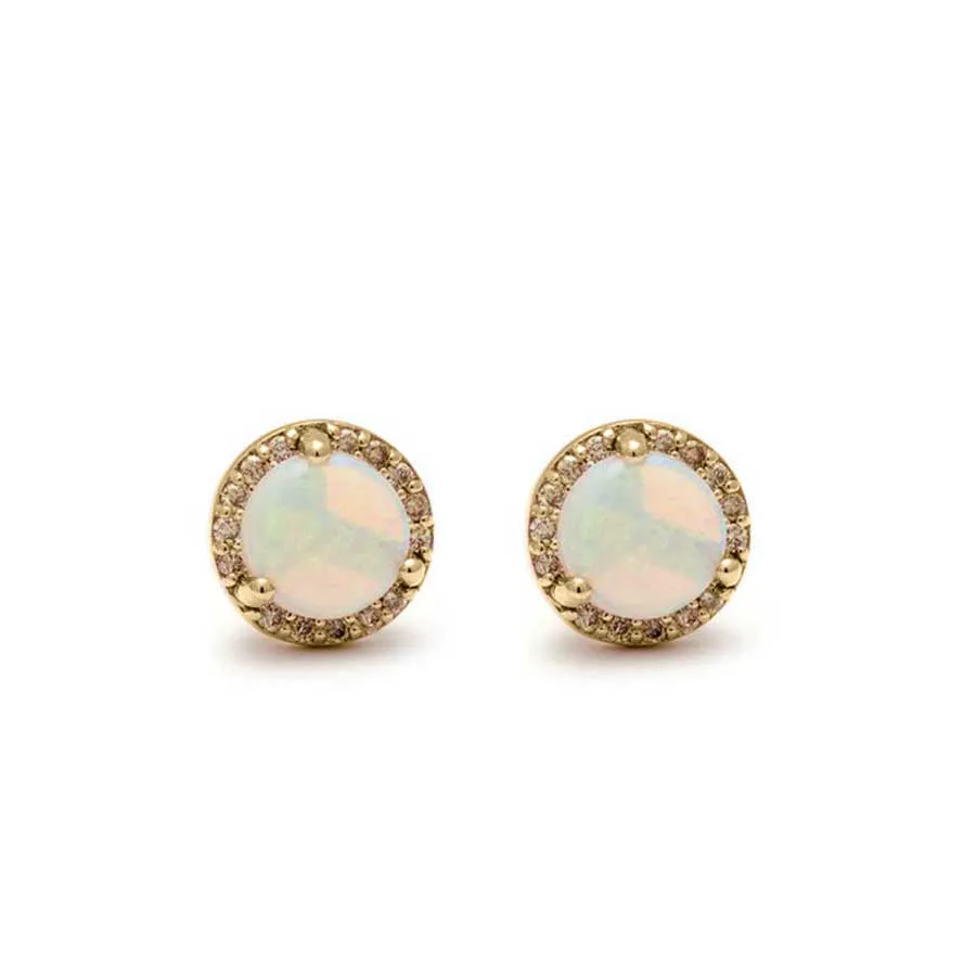 Rosette Stud Earring (Medium) - 14k Gold, Opal & Champagne Diamonds