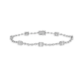 Round & Baguette Diamonds Rectangular Shape Link Bracelet (1.75 ct.) Buttercup Setting in 14K Gold