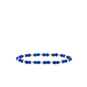 royal blue natural stone and brass ball beaded bracelet