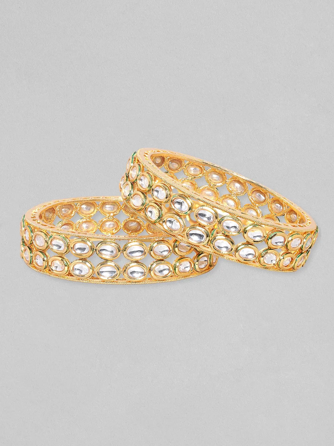 Rubans 22k Gold Plated Polki Studded Classy Set of 2 Bangles