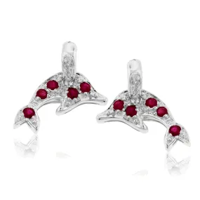 Ruby & Diamond Dolphin Earrings