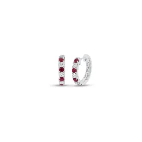 Ruby & Diamond Huggie Earrings