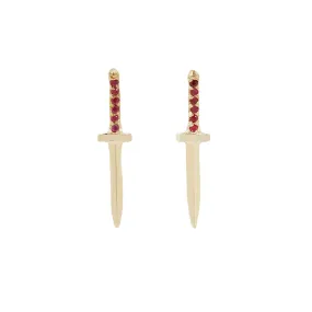 Ruby Baby Dagger Earrings