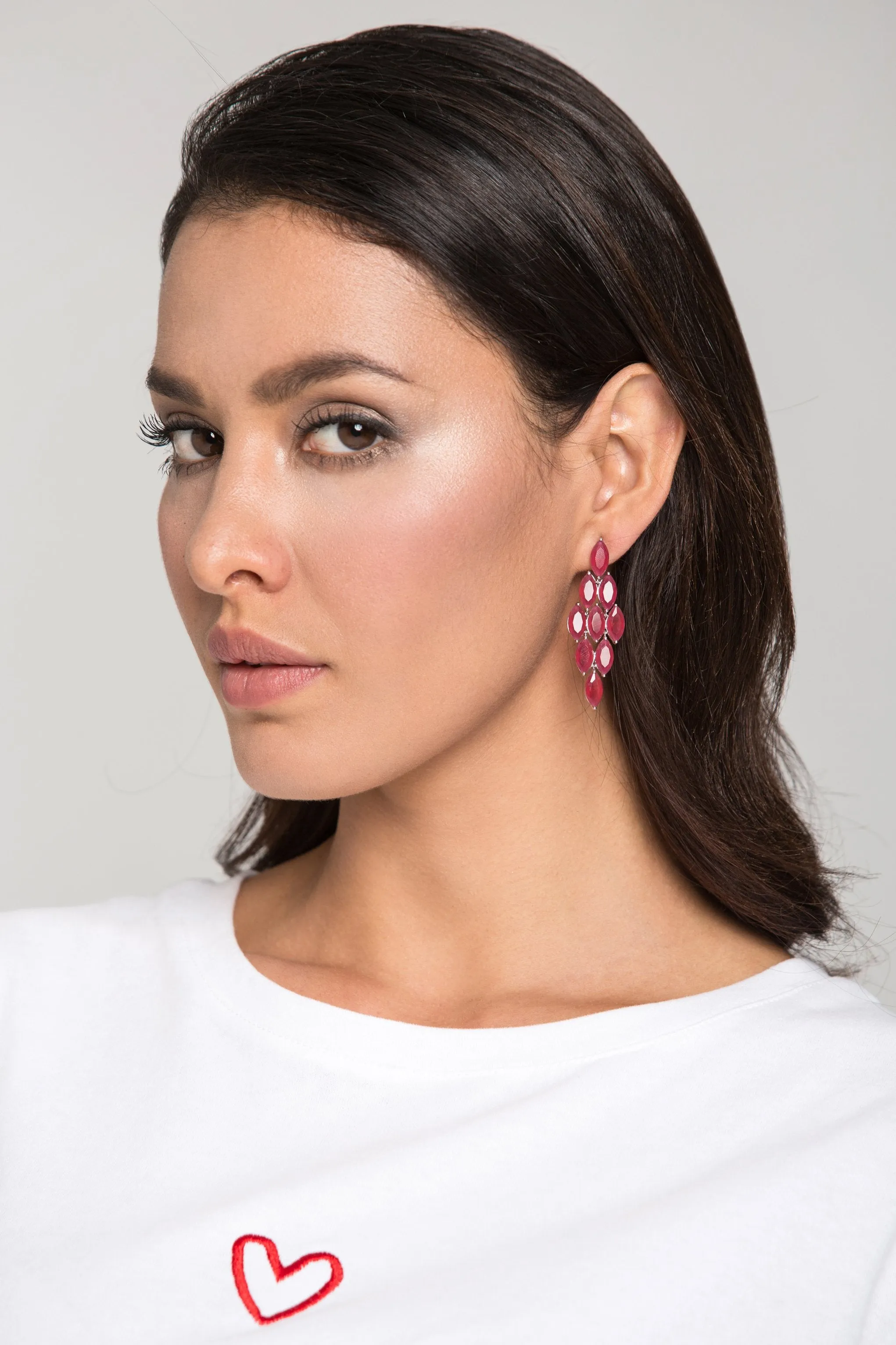 Ruby Diamond Tiered Earrings