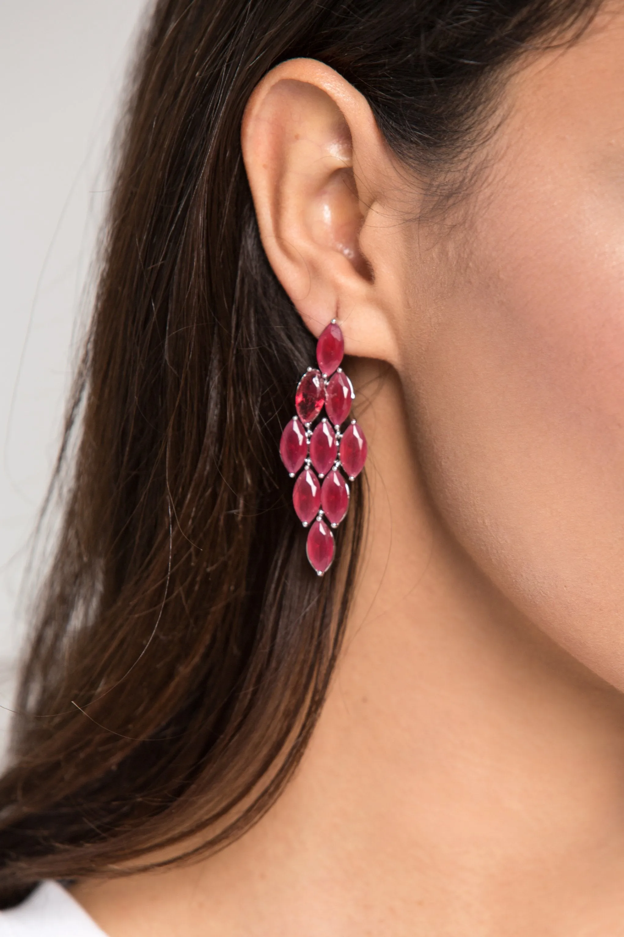 Ruby Diamond Tiered Earrings