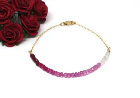 Ruby Ombré Gemstone Half Bar Bracelet