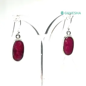 Ruby Oval Earrings (925) Sterling Silver