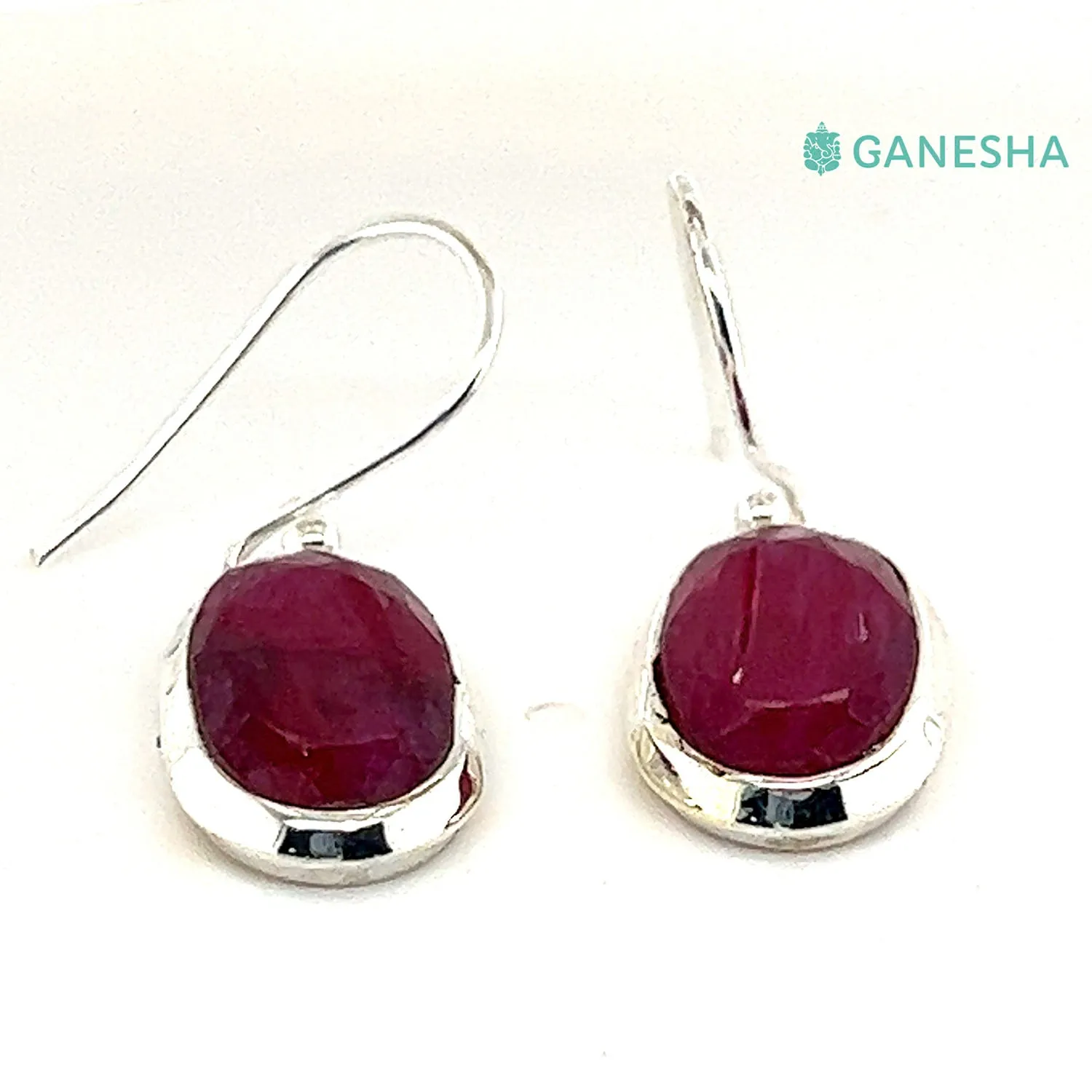 Ruby Oval Earrings (925) Sterling Silver