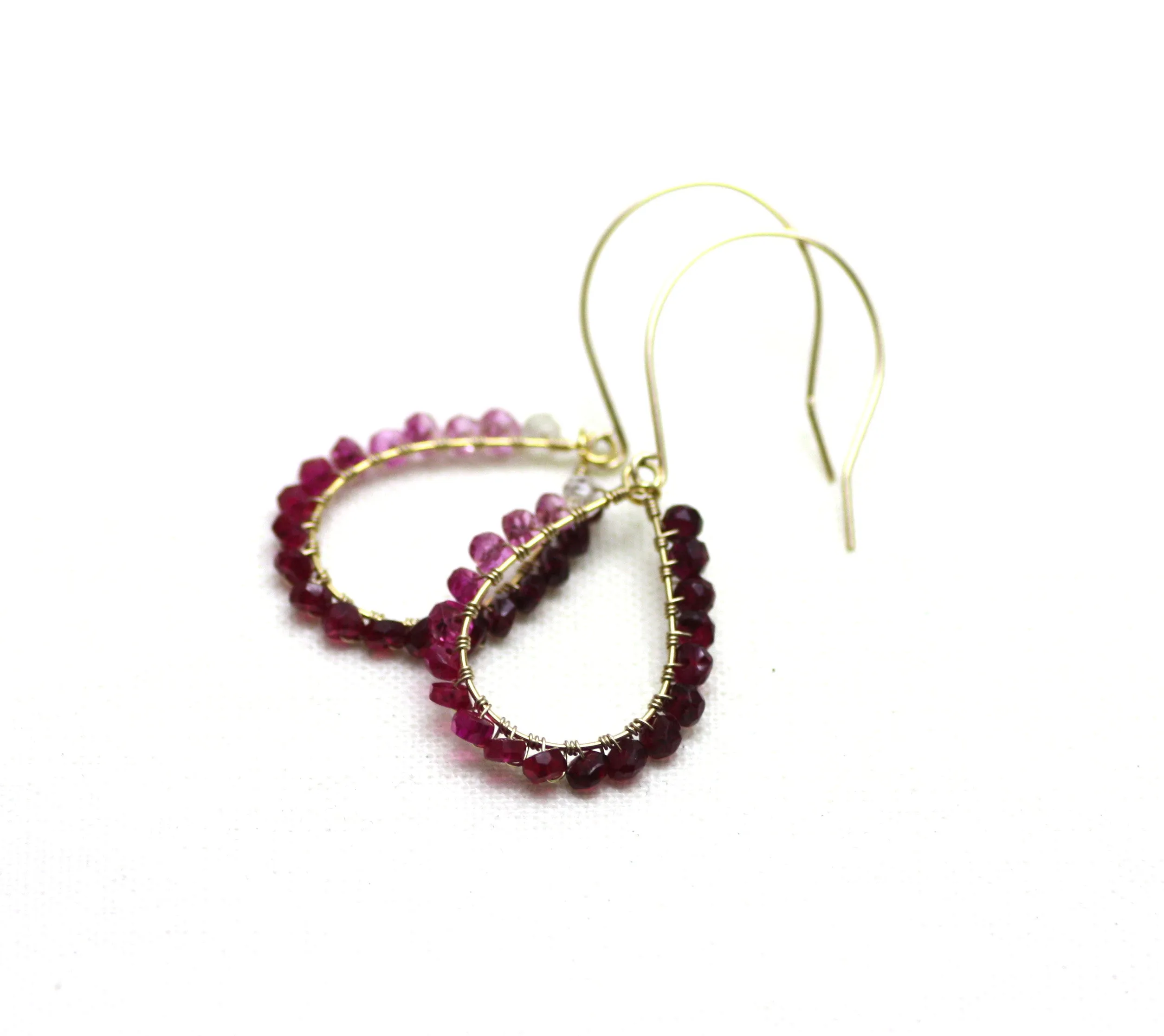 Ruby Wire Wrapped Teardrop Earrings