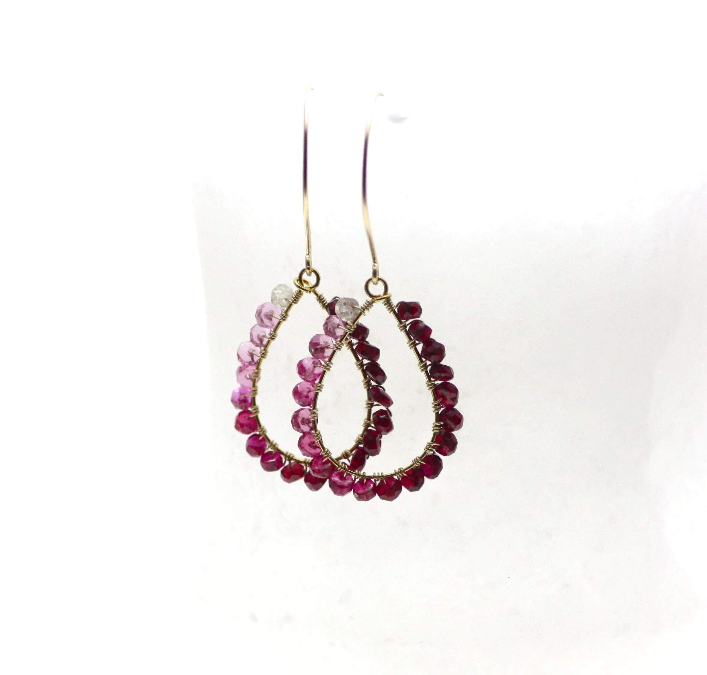 Ruby Wire Wrapped Teardrop Earrings