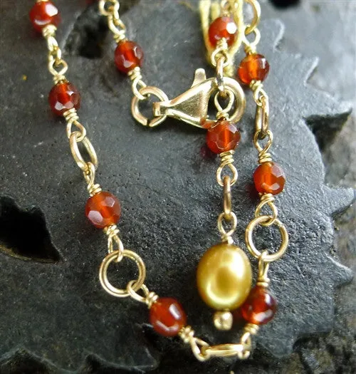 Sage 14K Yellow Gold, Garnet, and Diamond Charm Necklace