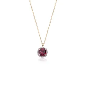 Sai Garnet and Diamonds Necklace in 14K Gold