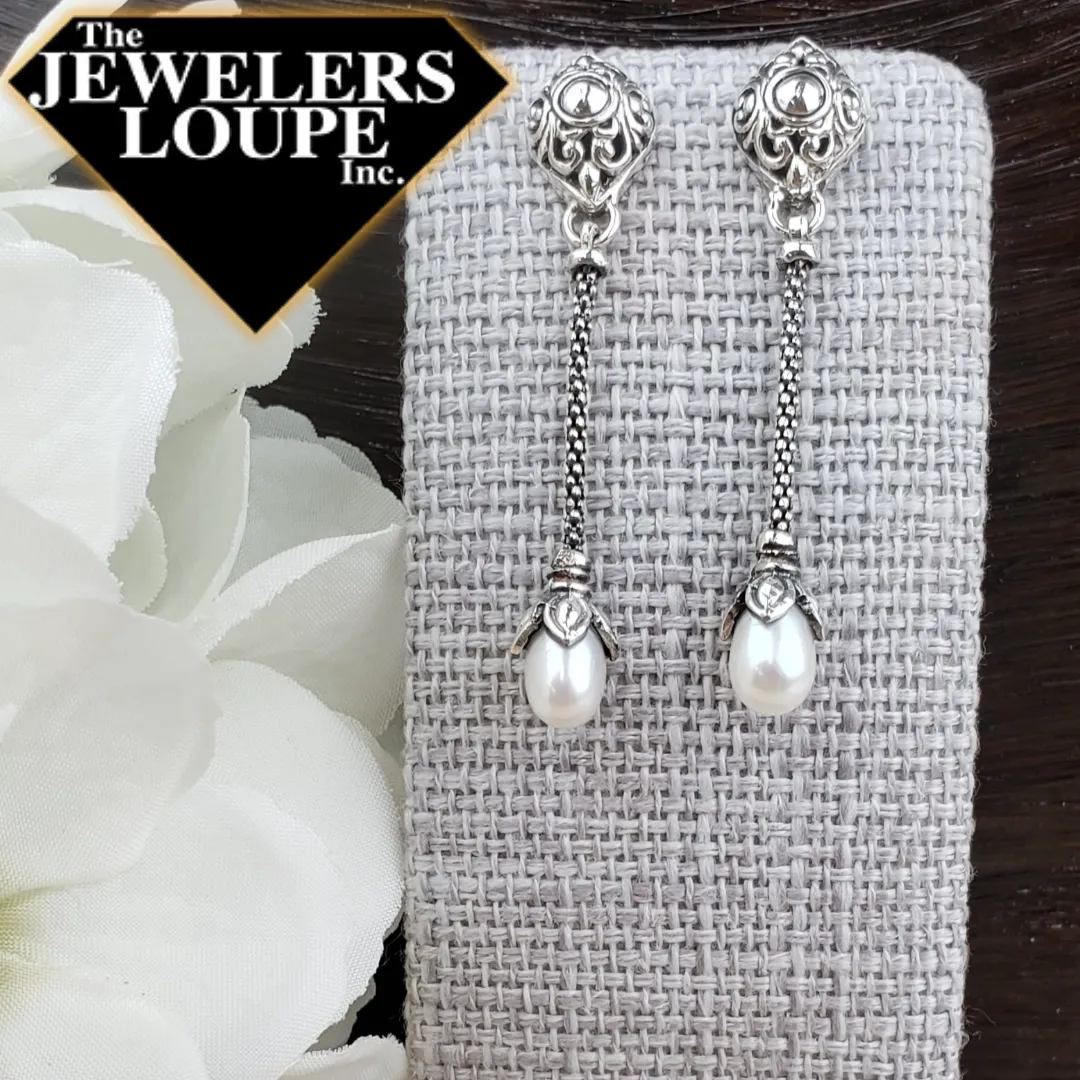 Samuel B. Sterling Silver White Pearl Drop Earrings (96320)