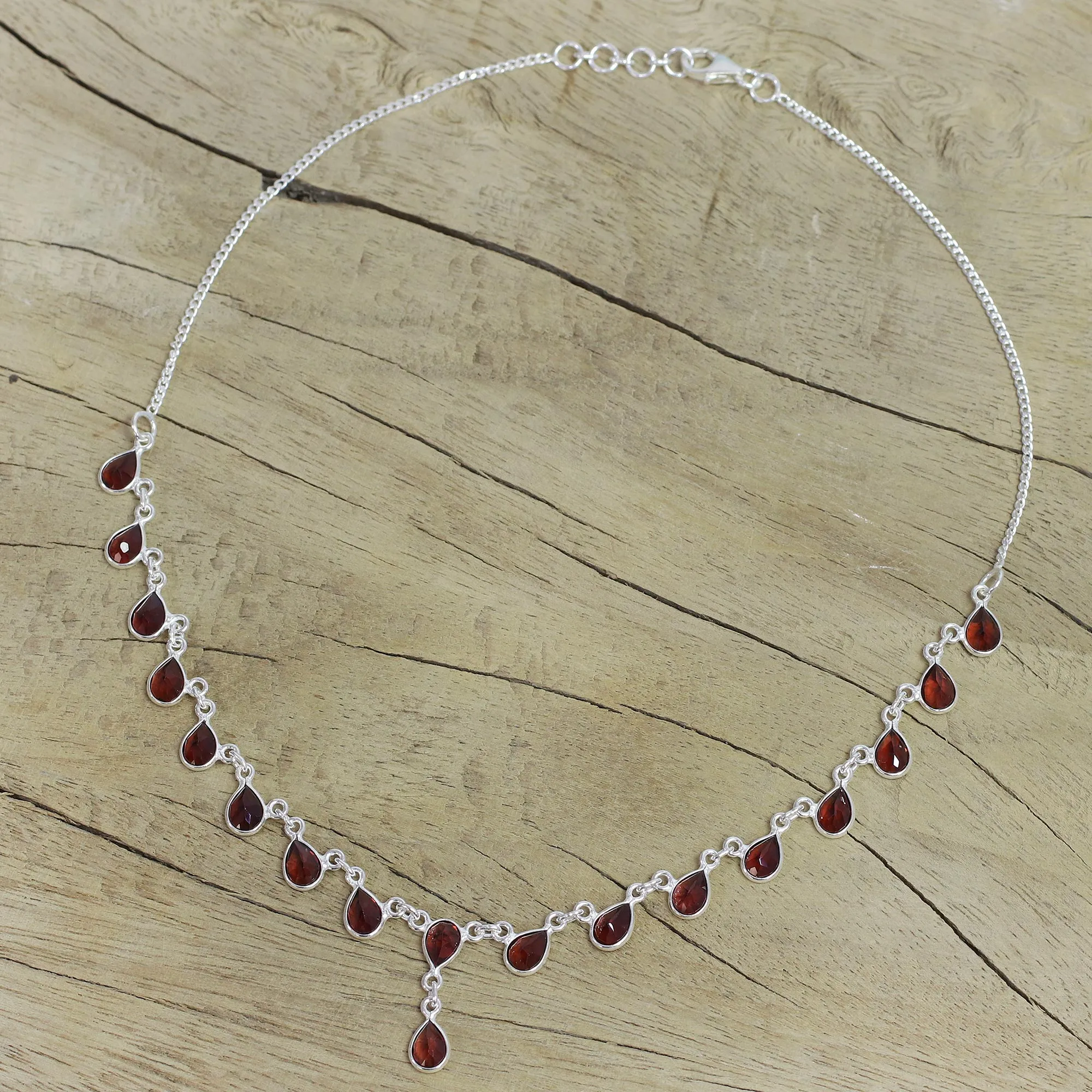 Scarlet Droplets Waterfall Necklace