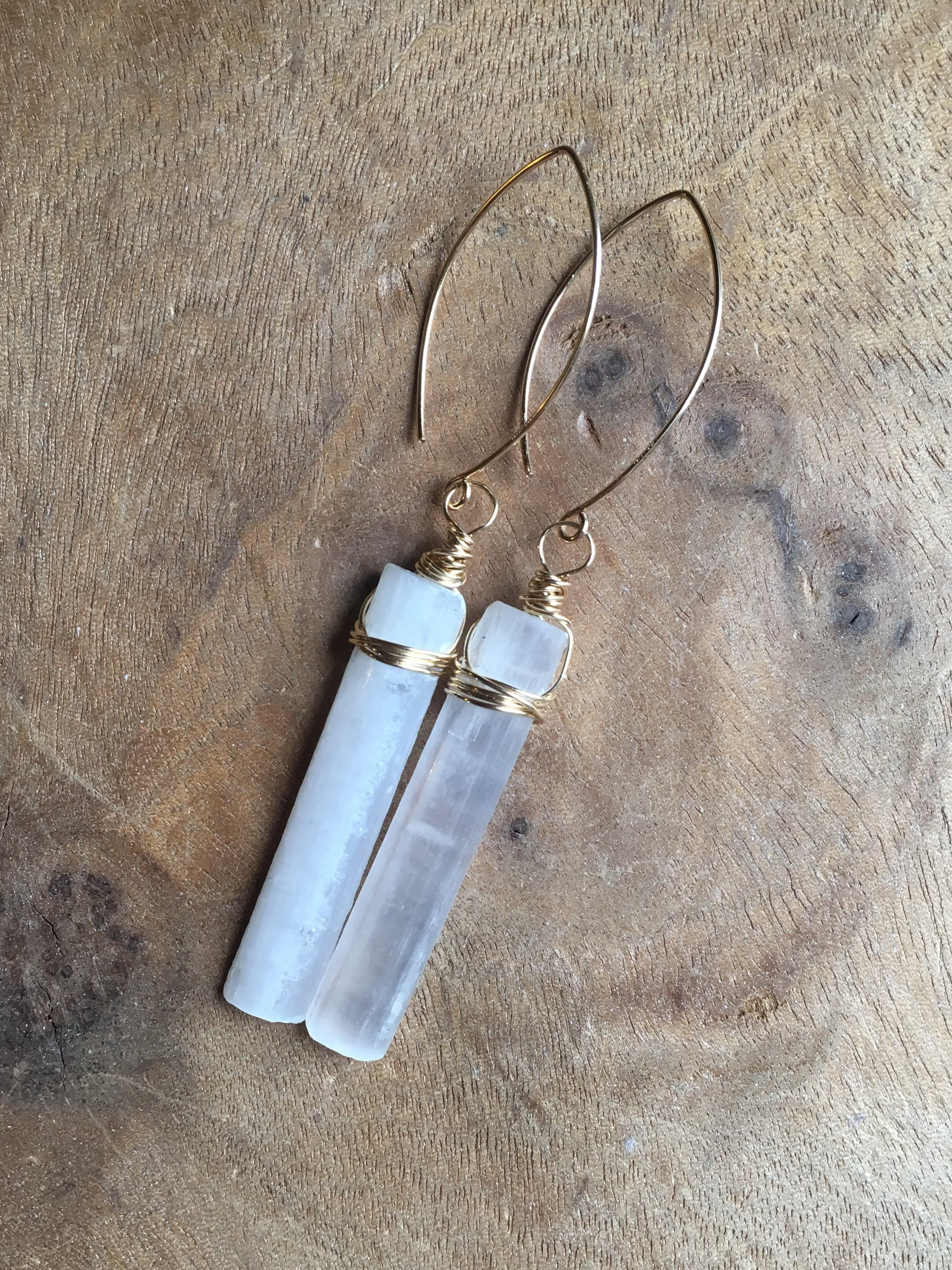 Selenite Necklace Silver or Gold