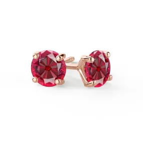 SENA - Round Ruby 18k Rose Gold Stud Earrings