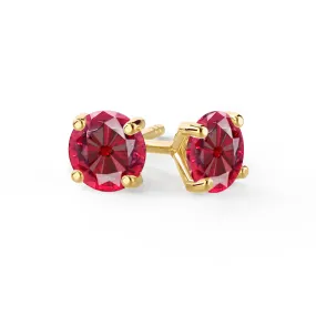 SENA - Round Ruby 18k Yellow Gold Stud Earrings