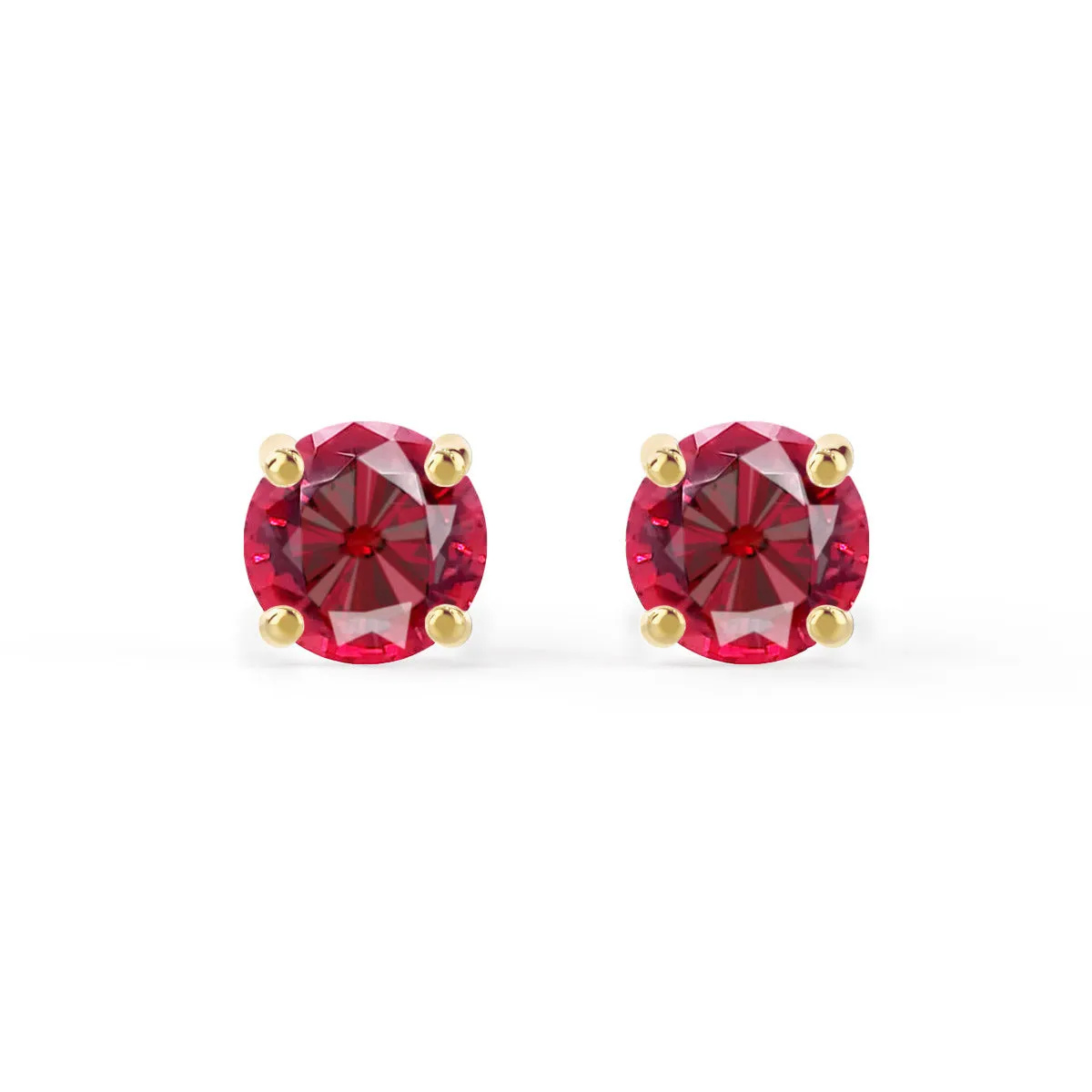 SENA - Round Ruby 18k Yellow Gold Stud Earrings