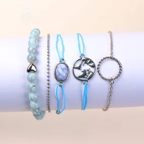 Set fo 5 Aqua Faux Stone Bracelet