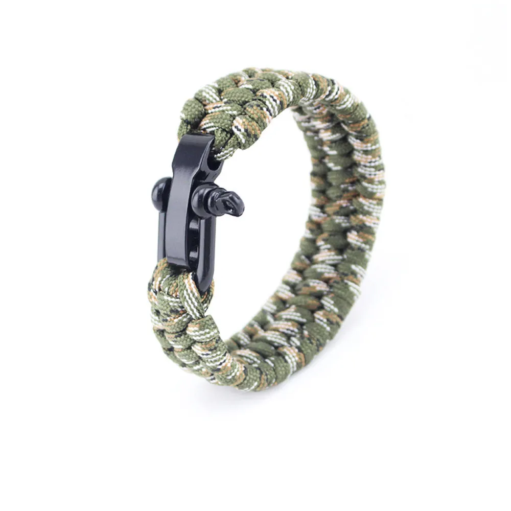 Seven-core umbrella rope braided U-shaped steel buckle with adjustable survival bracelet