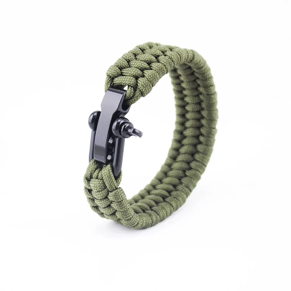 Seven-core umbrella rope braided U-shaped steel buckle with adjustable survival bracelet