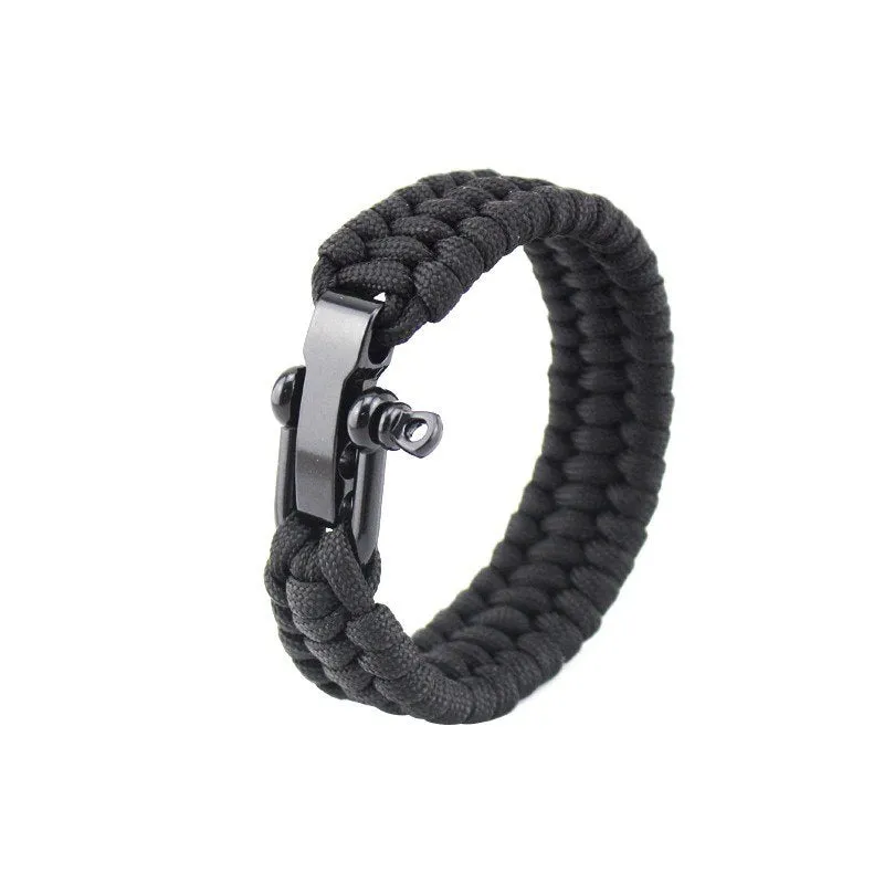 Seven-core umbrella rope braided U-shaped steel buckle with adjustable survival bracelet