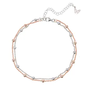 Silver & Rose Ankle Chain