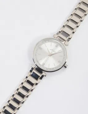 Silver Classic Diamante Link Watch