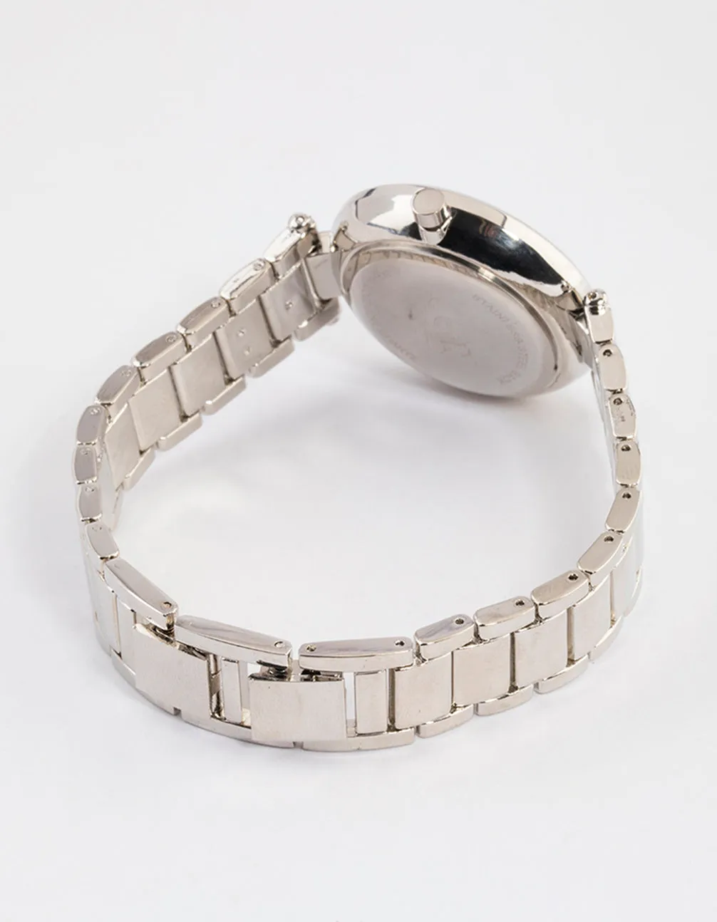 Silver Classic Diamante Link Watch