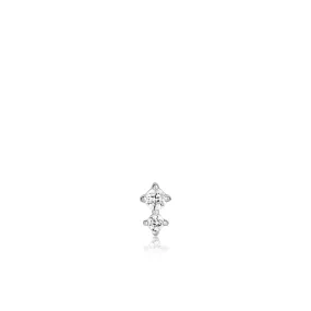 Silver Double Sparkle Barbell Single Earring