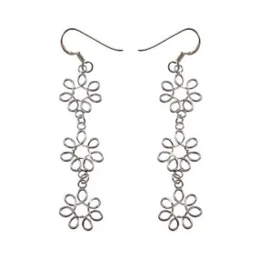 Silver Floral Chandelier Earrings