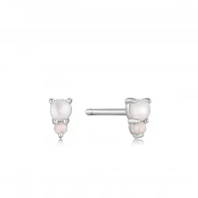 Silver Mother Of Pearl And Kyoto Opal Stud Earrings E034-02H