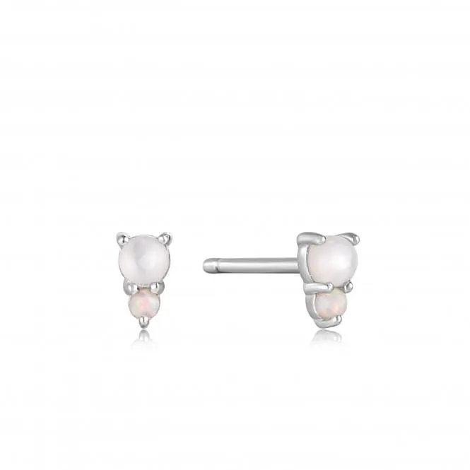 Silver Mother Of Pearl And Kyoto Opal Stud Earrings E034-02H