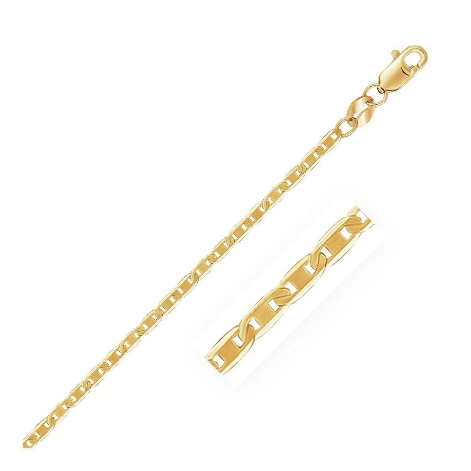 Size: 10'' - 10k Yellow Gold Mariner Link Anklet 1.7mm