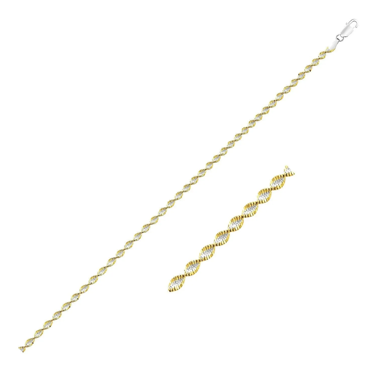 Size: 9'' - Sterling Silver Yellow Toned Twisted Chain Anklet