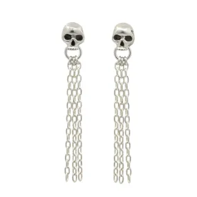 Skull Door Knocker & Chain Earring - Sterling Silver